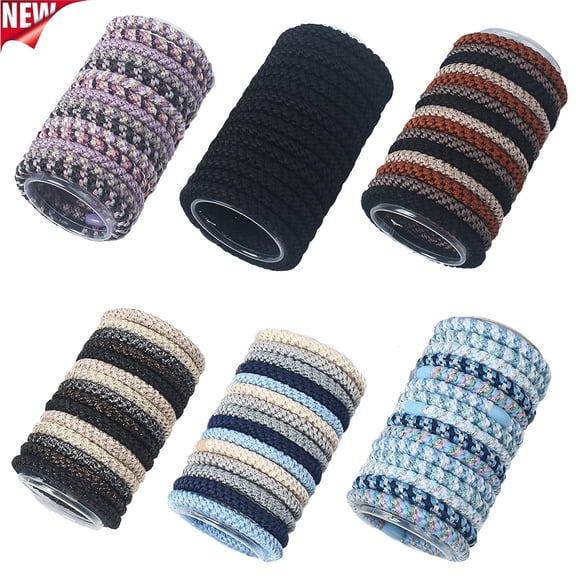 Qocolcyl 15 Pcs Knit Fabric Elastic Hair Ties, High Stretch Non-Slip Ponytail Holders, No Break No Damage Hair Bands for Thick Curly Hair Women Sports Daily Multicolor Hair Accessories