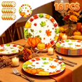thumbnail image 1 of Qocolcyl 16 Pack Fall Pumpkin Maple Leaf Disposable Paper Plates, 9in Harvest Paper Tableware Set, Disposable Party Supplies for Thanksgiving Halloween Indoor Outdoor Halloween Decorations, 1 of 7