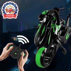Qocolcyl 2.4G Remote Control Stunt Motorcycle Toy for Boys 3-6-8-12 Years Old,Single Wheel Standing Drift Rotating RC Racing Motorbike Rechargeable Play,Kids Teenagers Christmas Holiday Birthday Gift