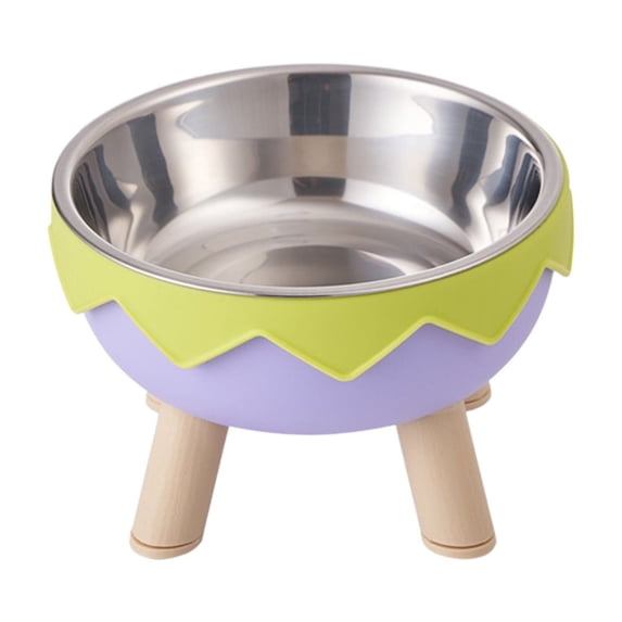 Qocolcyl 2-Pack Elevated Stainless Steel Cat Bowls, Non-Slip Raised Dog Food Water Bowls, Whisker-Friendly Anti-Vomiting Pet Feeding Dishes, Multi-Color