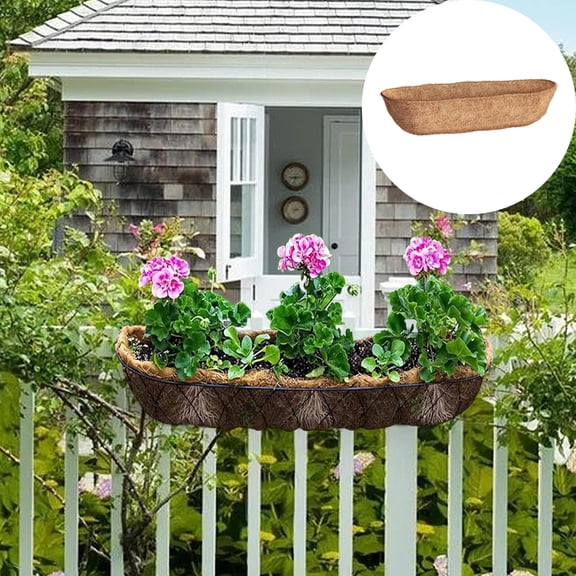 Qocolcyl 30 Inch Imitation Coconut Coir Plastic Planter Liner, Fake Coco Fiber Window Box Insert, Weatherproof Replacement Liner for Railing Fence Hanging Flower Baske