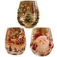 thumbnail image 1 of Qocolcyl 3D Embossed Glass Stemless Wine Cup Santa Reindeer Christmas Tree Snowflake Candle Holder, Indoor Outdoor Tabletop Festive Decor, Xmas Christmas Decorations Ornament Holiday Gift, 1 of 9