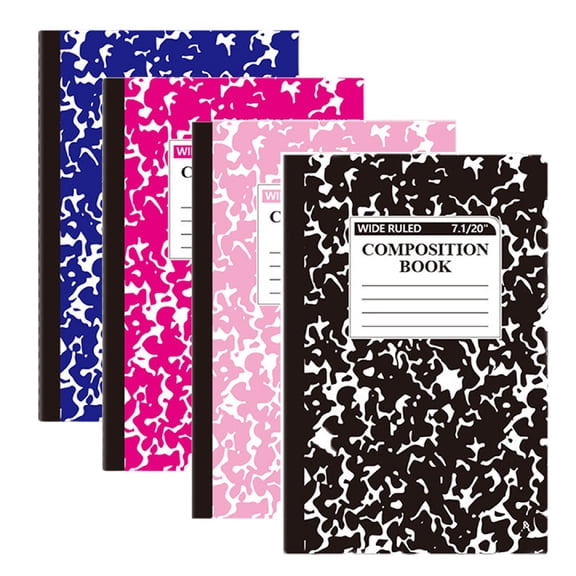 Qocolcyl 4Pack Composition Notebook Cow Print Wide Ruled,A5 Classic Marbled Cover Wide Ruled,Standard Lined Pages Sewing Notebook 30 sheets for Homework,Essay Writing Use,Class Home Office Supplies