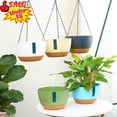 thumbnail image 1 of Qocolcyl Under $5 8in Self Watering Plastic Hanging Planter Basket with Metal Chain, Two Tone Hanging Flower Pot for Pothos Herb Indoor Balcony Outdoor Gardening Decor,White, 1 of 7