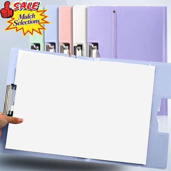 Qocolcyl Under 5$ File Folder Document Folders, A3 Size Plastic Document Holder with Metal Clip, Pastel Frosted Hard Portfolio Folder for Office Classroom Drawing Exam Paper Contract Storage,Blue