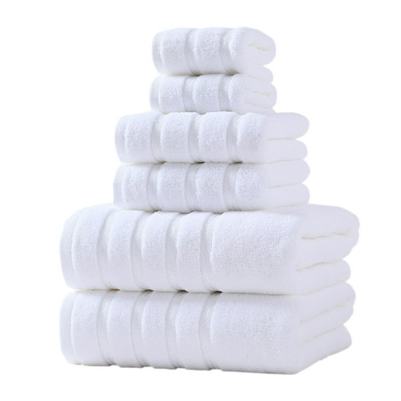 Qocolcyl 6 Piece Extra Large Bath Towel Sets, 2 Large Bath Towels , 2 Hand Towels, 2 Washcloths, Soft Microfiber, Quick Dry, Highly Absorbent Oversized Bath Towels for Bathroom Kitchen Spa (White)