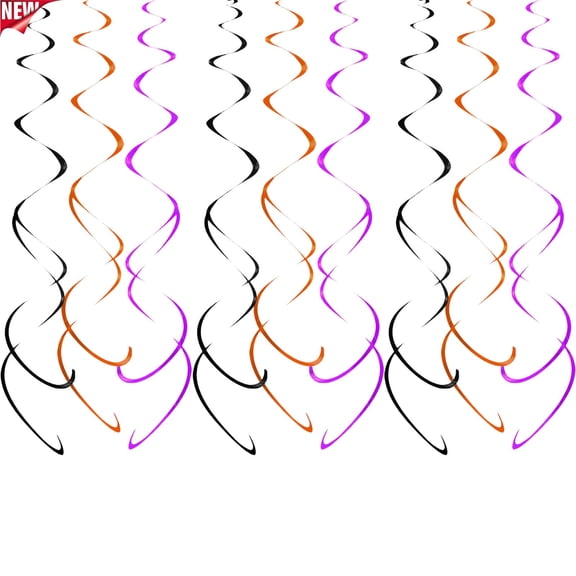 Qocolcyl 9 Pack Halloween Hanging Swirl Decorations, Black Orange Purple Paper Spiral Streamers, Ceiling Wall Indoor Outdoor Halloween Decorations for Themed Birthday Farmhouse Party Supplies Gift