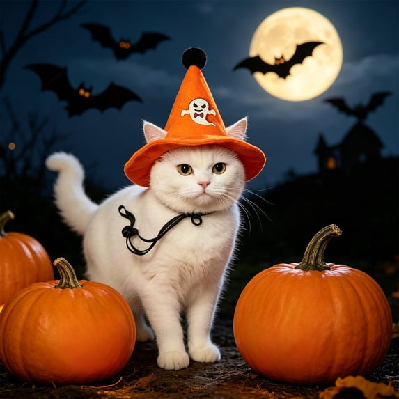 Qocolcyl Adjustable Halloween Dog Cat Hat, Soft Breathable Orange Pumpkin Mesh Party Costume, Cute Festive Cosplay Photo Accessory, Comfortable Pet Headwear for Indoor Outdoor Halloween Decorations