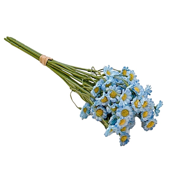 Qocolcyl Artificial Blue Daisy Bouquet including 6 Stems,Small Fake Flower Bundle,Rustic Farmhouse Style,for Home,Kitchen,Fall Table Decor