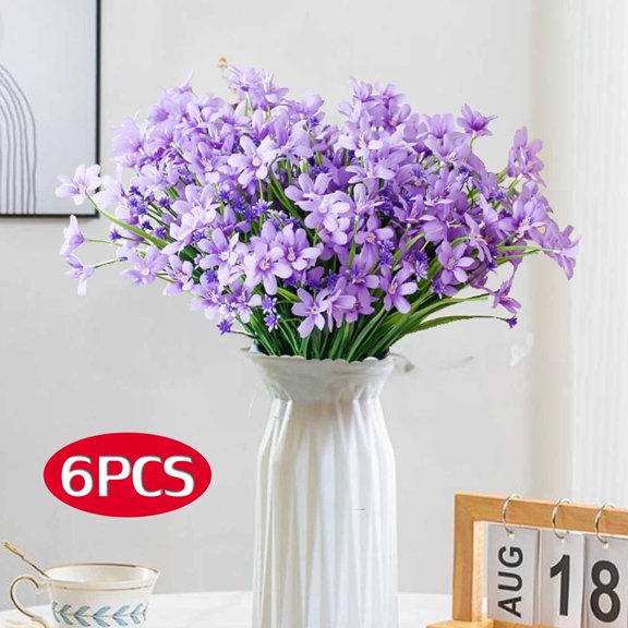 Qocolcyl Artificial Daffodils Flowers 6PCS,Fake Artificial Greenery UV Resistant No Fade Plastic Plants for Wedding Bridle Bouquet Indoor Outdoor Home Garden Hanging Planter Porch Office Table Vase
