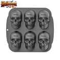 thumbnail image 1 of Qocolcyl Black Skull Silicone Baking Pan for Halloween Pizza Cake, 6 Cavities 3D Large Molds, Nonstick Skeleton Head for Soap Ice Tray Oven Safe, 1 of 6
