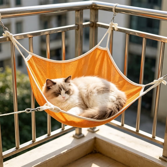 Qocolcyl Breathable Mesh Hanging Cat Hammock Bed,Adjustable Strap Swing Rest Pad for Indoor Outdoor Kitten Sleeping Cage Hanging Pet Relax Accessory
