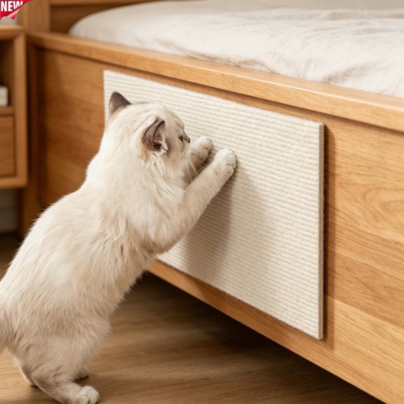 Qocolcyl Cat Scratch Mat,23.6"x11.8" Cat Wall Corner Scratcher, Versatile Self-Adhesive Replacement Easy Use for Cat Trees Wall Furniture, Scratching Posts, and Couch Protection (White)