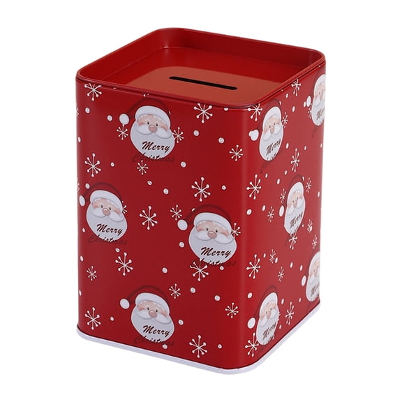 Qocolcyl Christmas Santa Snowflake Iron Money Box, Festive Metal Coin Savings Jar with Slot for Coins & Paper Bills, Decorative Tabletop Piggy Bank, Holiday Gift Keepsake for Kids and Family