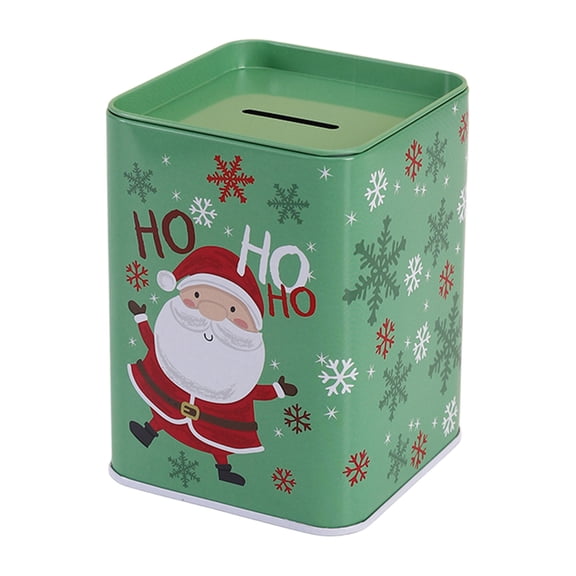 Qocolcyl Christmas Santa Snowflake Iron Money Box, Festive Metal Coin Savings Jar with Slot for Coins & Paper Bills, Decorative Tabletop Piggy Bank, Holiday Gift Keepsake for Kids and Family