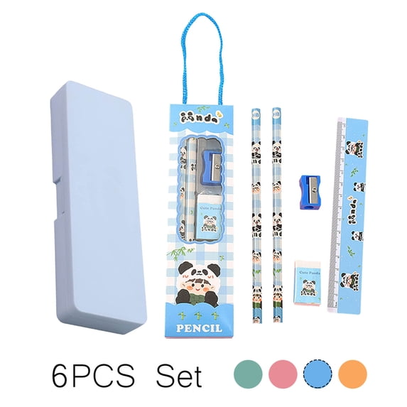 Qocolcyl Cute Duck Stationery Set,6-Piece Kit with Pencil Case,Pencils,Eraser,Sharpener,Ruler,Portable Gift Pack for 3+ Years Old Back to Colleage Travel Office Supplies