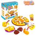 thumbnail image 1 of Qocolcyl Cuttable Pizza Pretend Play Toys, Toddler Kids Fast Food Restaurant Playset with Fries Steak Shrimp Drinks Tableware, Learning Toy, Imaginative Chef Role Play Kit for Boys Girls Ages 3+, 1 of 7