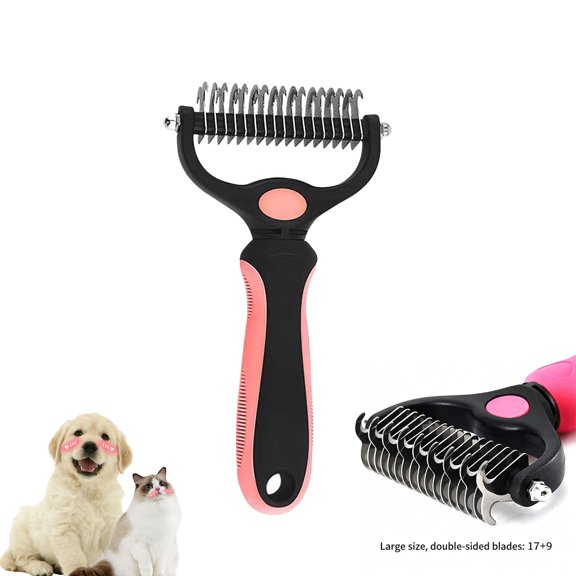 Qocolcyl Dematting Comb for Dogs and Cats, Undercoat Rake Pet Brush for Long Hair, Deshedding Dog Brush Removes Tangles Knots and Loose Fur, Grooming Tool for Thick Coats,Orange