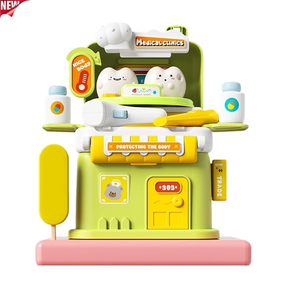 Qocolcyl Dentist Pretend Play Toys, Toddler Kids Mini Medical Clinic Playset, Preschool Educational Learning Toy, Imaginative Role Play Doctor Kit with Teeth Care Accessories for Boys Girls Ages 3+