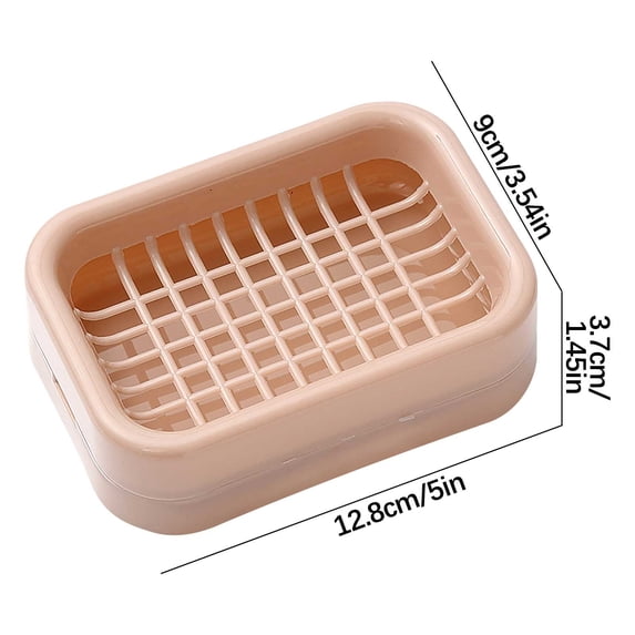 Qocolcyl Double Layer Plastic Soap Box, Soap Dish, Soap Holder, Self Draining Bar Soap Tray with Removable Water Tray for Bathroom,Pink