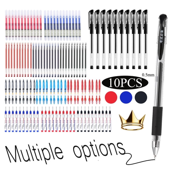 Qocolcyl Extra Fine Point Pens Liquid Ink Pen 10PCS 0.5mm Extra Fine Point Pens Rolling Roller Ball Quick-drying Ink Smooth Writing Pen for Home Journaling Back to College Office Supplies Red
