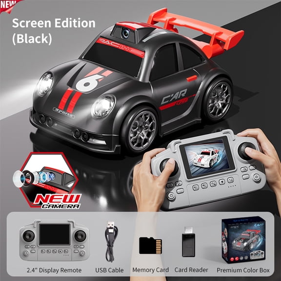 Qocolcyl FPV RC Drift Race Car with 2.4" Screen Remote & 720P Camera, 2.4G 4CH Speed Switchable Hobby Toy with Light Music Follow Escape Modes, Christmas Birthday Gift for Kids Boys Girls Ages 7+