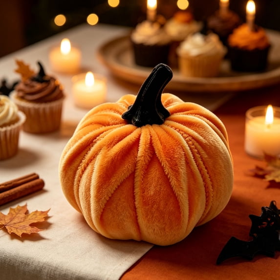 Qocolcyl Fabric Artificial Pumpkins, Cloth Fake Pumpkins for Halloween Thanksgiving Decor, Soft Cloth Pumpkins , Fall Decorations, Indoor Covered Outdoor Home Table Mantel Cabinet Party Decor