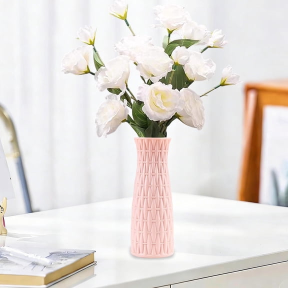 Qocolcyl Faux Ceramic Vase Round Plastic Flower Vases for Bouquets,Vintage Decorative Vase for Home Centerpieces Decor,Modern Table Floral Arrangement Vase for Living Room Bedroom Wedding Shelf Decor