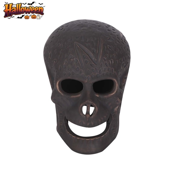 Qocolcyl Fireproof Ceramic Simulation Skull Fire Pit Log Prop, High Temp 1800F Reusable Skeleton Ornament, Indoor Outdoor Halloween Fireplace Bonfire Barbecue Spooky Seasonal Party Decor
