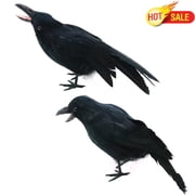 Qocolcyl Foam Fake Raven Crow Bird, Realistic Black Feathered Halloween Decor, 9 In | Yard, Tree Or Patio Display For Setups, Halloween Hosts And Indoor And Outdoor Spooky Scenes