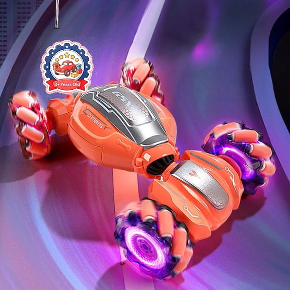 Qocolcyl Gesture Dual Control Twist Deform RC Climbing Truck, Omni Side Slide Light Up Stunt Car, 4WD Transform Off Road Toy Vehicle for Kids Outdoor Play Boys hristmas Birthday Gift