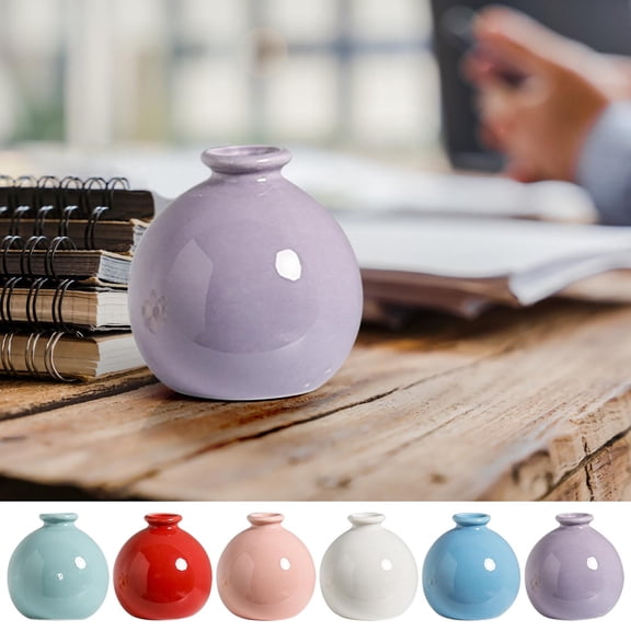 Qocolcyl Glossy Ceramic Ball Vase, Small Round Bud Vase Single Flowers Vase for Minimalist Home Tabletop Floral Arrangement Decor