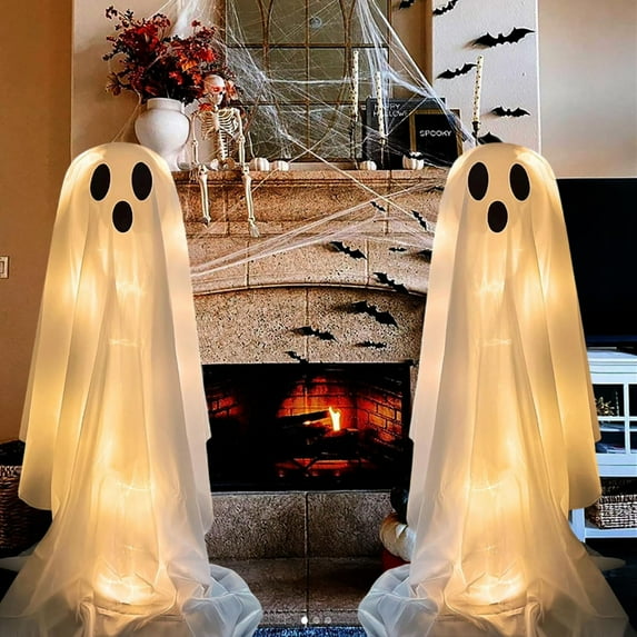 Qocolcyl Halloween Decorations Ghosts for The Front Porch Courtyard Cute Decor Outdoor for Home Outside Yard Lawn Garden Party Supplies (White)