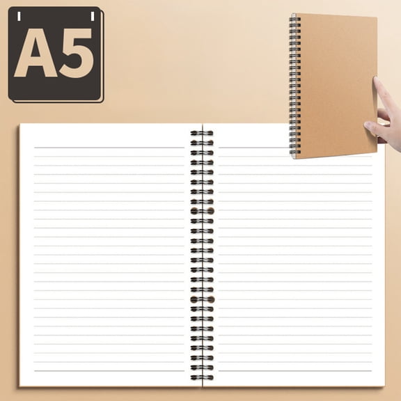 Qocolcyl Kraft Paper Notebook,Plain Uncoated Brown Cardboard Cover,Side Stitch Binding,Thick Acid-Free Paper for Sketching,Doodle,Note Taking & DIY Scrapbook A5 60 Sheets Yellow