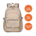 thumbnail image 1 of Qocolcyl Large Capacity Waterproof Casual Backpack, Lightweight Adjustable Strap Travel Daypack, Versatile Polyester Bookbag for College Daily Commute Outdoor Classroom Supplies,Khaki, 1 of 9