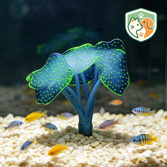 Qocolcyl Light In The Dark Silicone Spotted Stingray Aquarium Ornament,Suction Cup Base Artificial Underwater Landscape Decor for Fish Tank Aquatic Habitat Decoration Supply