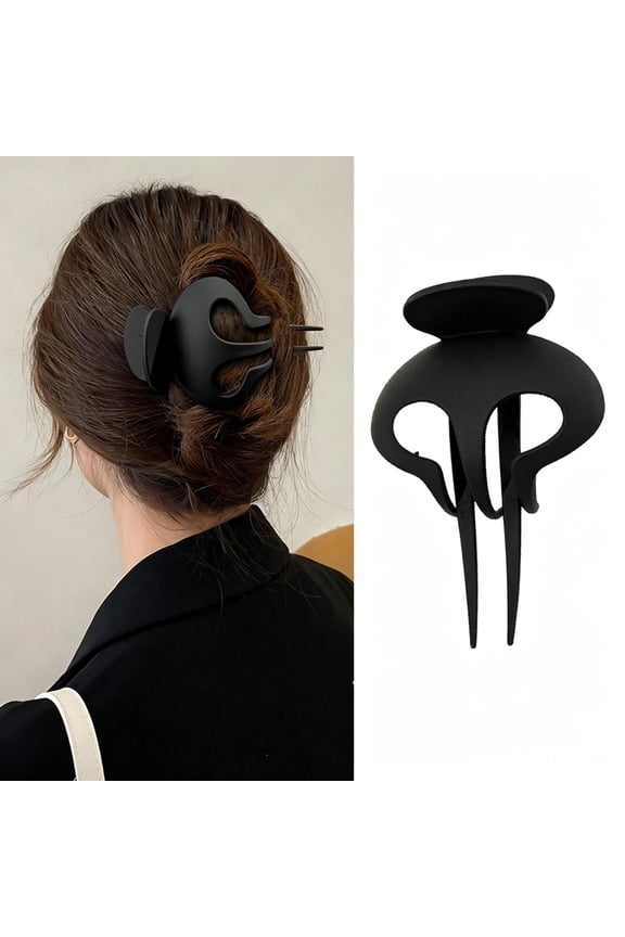Matte Hollow U-Shaped Updo Hair Claw Clip for Women, Strong Anti-Slip Prong Hair Bun Grips, Secure Hold Curly Ponytail Hair Barrettes for Thick Thin Hair Daily Office Hairstyling Accessories