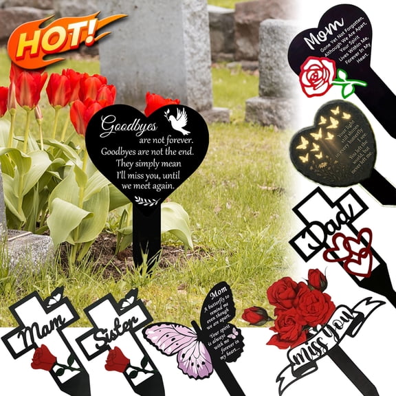 Qocolcyl Memorial Grave Markers Butterfly Plastic Remembrance Plaque Stake Memorial Garden Marker for Cemetery Black Sympathy Plaque Garden Grave Decoration for Relative Friends Outdoors Yard