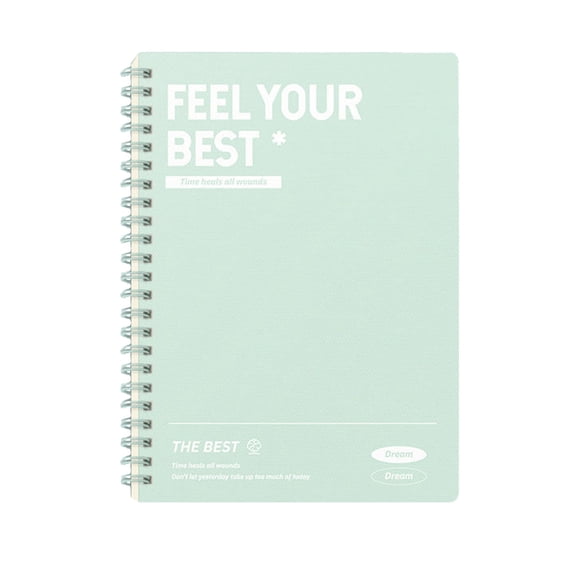 Qocolcyl Minimalist Spiral Notebook with Inspiring Slogan Print,Textured Paper Cover,Lined Inner Pages for Note Taking,Journaling and Office Daily Memo B5 60 Sheets Green