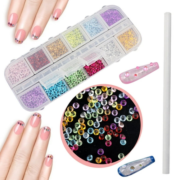 Qocolcyl Nail Art Rhinestones Half Pearls Kit 3D Flatback Jelly Crystal Gems Diamantes Design for Crafts Face Clothes Clothes Glass Decorations DIY (12 Colors)