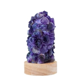 Qocolcyl Natural Purple Amethyst Crystal Gravel Night Light, Gothic Spooky LED Bedside Table Lamp, Natural Stone Atmosphere Ornament for Indoor Outdoor Halloween Decorations Bedroom Home Party Decor