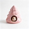 thumbnail image 1 of Qocolcyl Pink Ceramic Christmas Tree Hamster House, Pinaster Shaped Small Pet Hideout Bed, Breathable Cooling Habitat For Hamsters, Gerbils And Small Rodents, 1 of 7