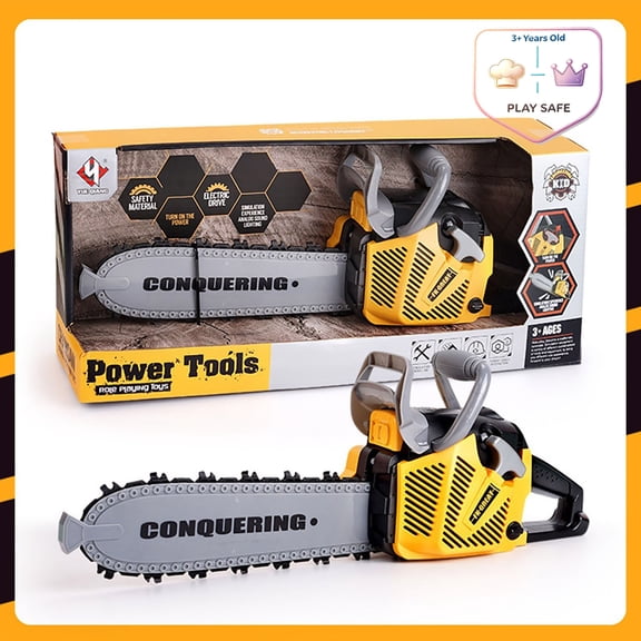 Qocolcyl Pretend Power Chainsaw Toy with Realistic Sound Vibration Effects,Construction Builder Role Play Tool Toy for Toddlers Boys Christmas Birthday Holiday Party Gift