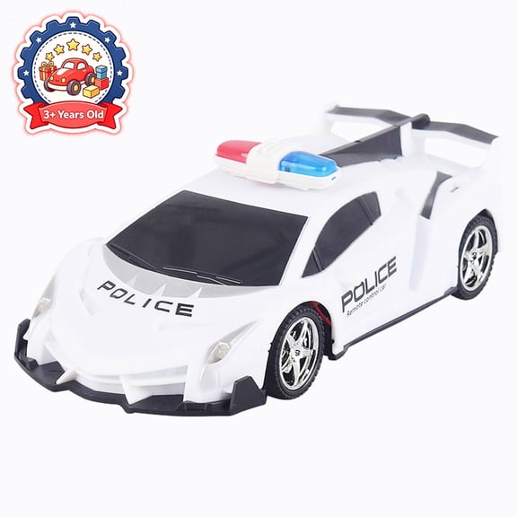 Qocolcyl Remote Control RC Police Racing Car with Flashing Light Siren Roof Lamp & Rear Spoiler,Simulation Patrol Vehicle Rechargeable Toy Gift for Boys Kids Ages 3-6-8-12 Christmas Holiday Birthday