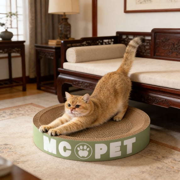 Qocolcyl Round Corrugated Cardboard Cat Scratcher Bed Bowl Shape Scratching Pad for Indoor Cats Nail Grinding Resting Anti Slip Pet Furniture Supply