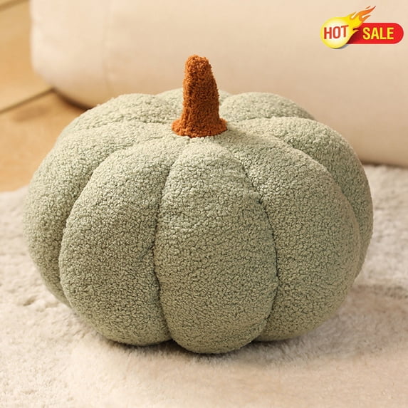 Qocolcyl Simulated Pumpkin Plush Pillow 3D Cushion Fall Decorations Stuffed Throw Pillows Toy for Fall Halloween Thanksgiving Bedroom Sofa Couch Supplies (Green)