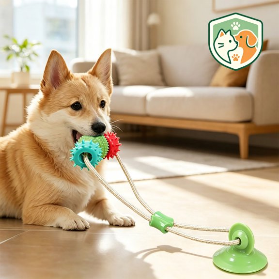 Qocolcyl Suction Cup Dog Tug Toy with Bone Chew,Durable Rope Teeth Cleaning Toy for Puppy Interactive Tugging Training Stress Relief Pet Play Accessory