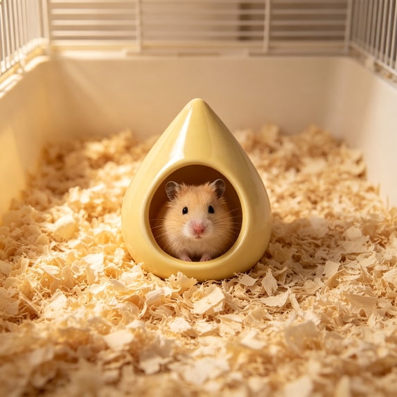 Qocolcyl Teardrop Ceramic Hamster Hideout House,Cool Small Pet Shelter Nest for Hamster Gerbil Hedgehog Summer Cooling Cage Decor Accessory