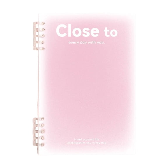 Qocolcyl Transparent Double Ring Binder Notebook,Detachable Loose-Leaf Spiral Journal,Clean Minimal Letter Cover for Note Taking,Journaling and Office Daily Memo B5 60 Sheets Pink