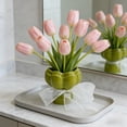 thumbnail image 1 of Qocolcyl Tulip-Shaped Ceramic Bud Vase,Small Flower Vase with Ribbon Bow, Glossy Finish, Leakproof,for Home Wedding Table Decor, 1 of 6